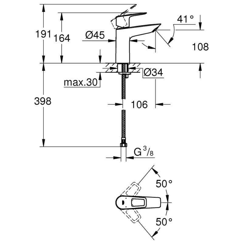 Grohe Bauloop M-Size Smooth Body Basin Mixer Tap 23917