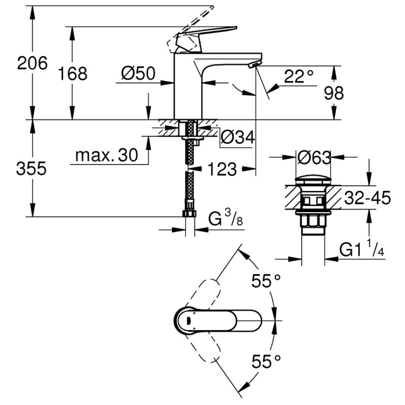 Grohe Eurosmart Cosmopolitan M-Size Basin Mixer 23926