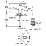 Grohe Eurostyle S-Size Basin Mixer Tap with Push Waste 23929