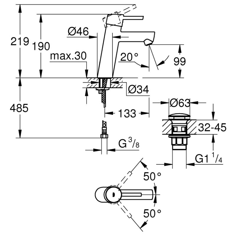 Grohe Concetto M-Size EcoJoy Basin Mixer Tap 23932