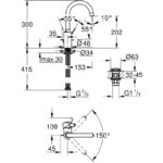 Grohe Eurosmart Cosmopolitan Basin Mixer L-Size with Click Waste