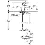 Grohe Eurosmart Angled S-Size Smooth Body Basin Mixer Tap 23967