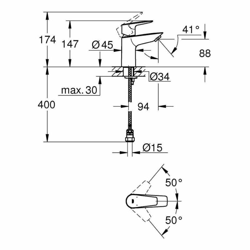 Grohe Bauedge Basin Mixer Tap S-Size