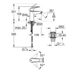 Grohe Eurosmart Basin Mixer Tap with Push Waste Chrome 23988