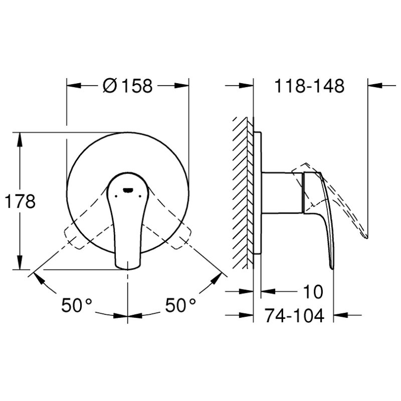 Grohe Eurosmart Single-Lever Shower Mixer Trim 1 Outlet 24042