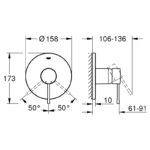 Grohe Essence Single-Lever Shower Mixer Trim 24057 Supersteel