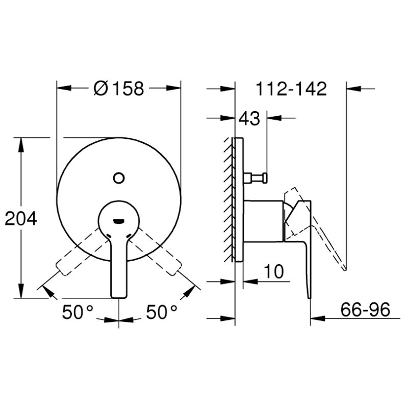 Grohe Lineare Shower Trim with 2-Way Diverter 24064 Supersteel