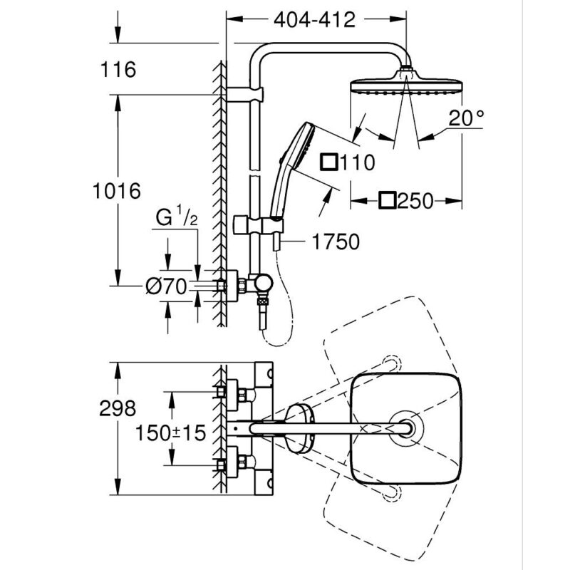 Grohe Tempesta Cube 250 Shower System 26689