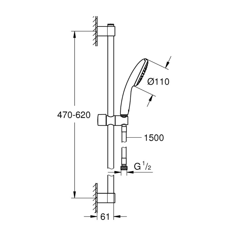 Grohe Tempesta 110 Shower Rail Set for Low Water Pressure 26759