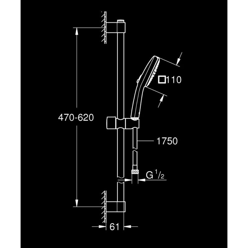 Grohe Tempesta Cube 110 Shower Rail Set 2 Spray 27578