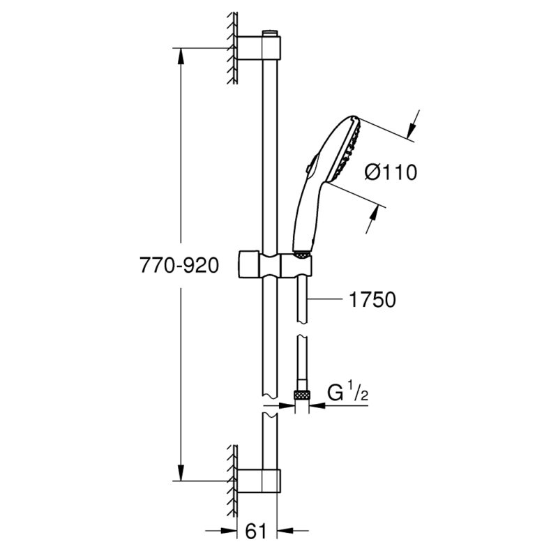 Grohe Tempesta 110 Shower Rail Set 2 Sprays Chrome 27646