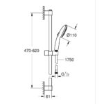 Grohe Tempesta 110 Rail Set 600mm 3 Sprays 27794