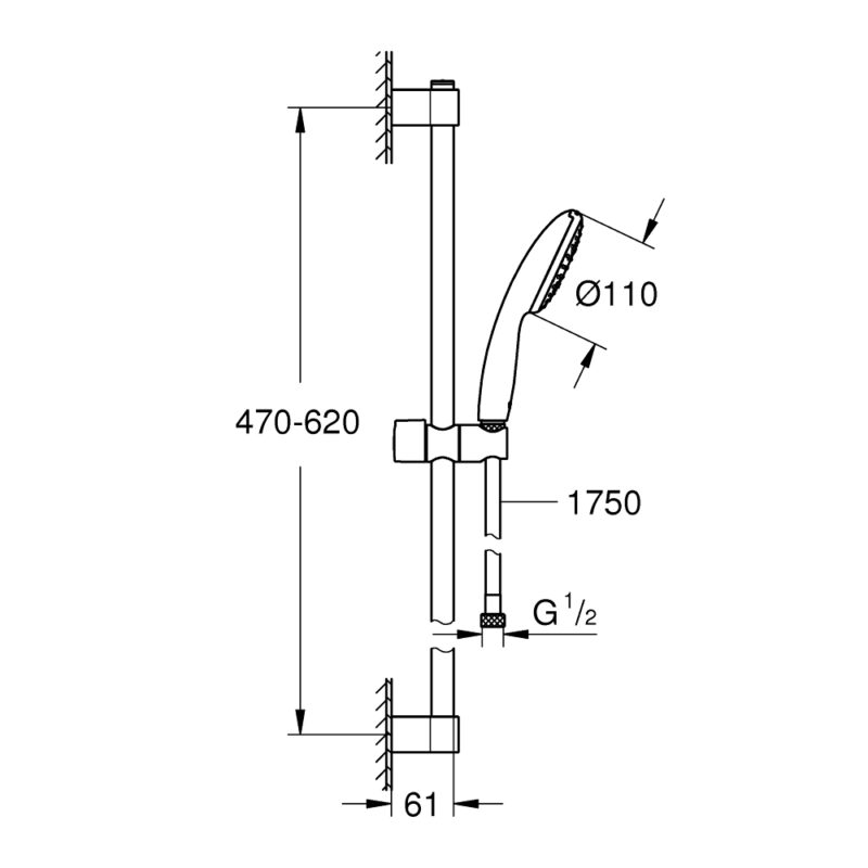 Grohe Tempesta 110 Shower Rail Set 1 Spray 27924