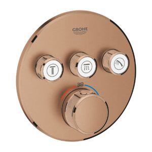 Grohe SmartControl Concealed Thermostat Trim 3 Valves Brushed Warm Sunset