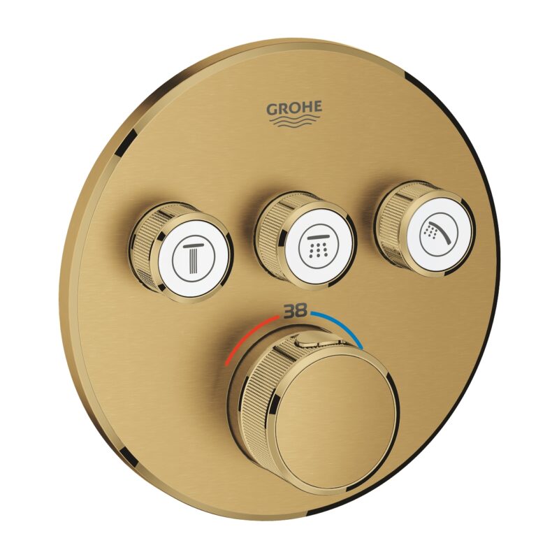 Grohe SmartControl Concealed Thermostat Trim 3 Valves Brushed Cool Sunrise Grohe SmartControl Concealed Thermostat Trim 3 Valves Brushed Cool Sunrise