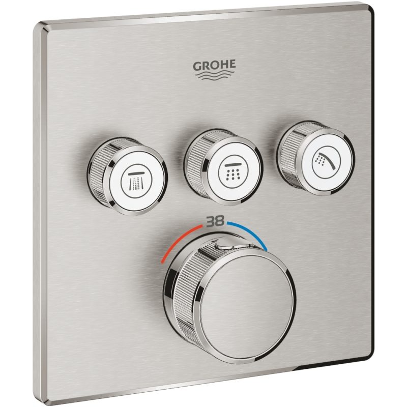 Grohe Smartcontrol Thermostat Trim with 3 Valves 29126 Supersteel