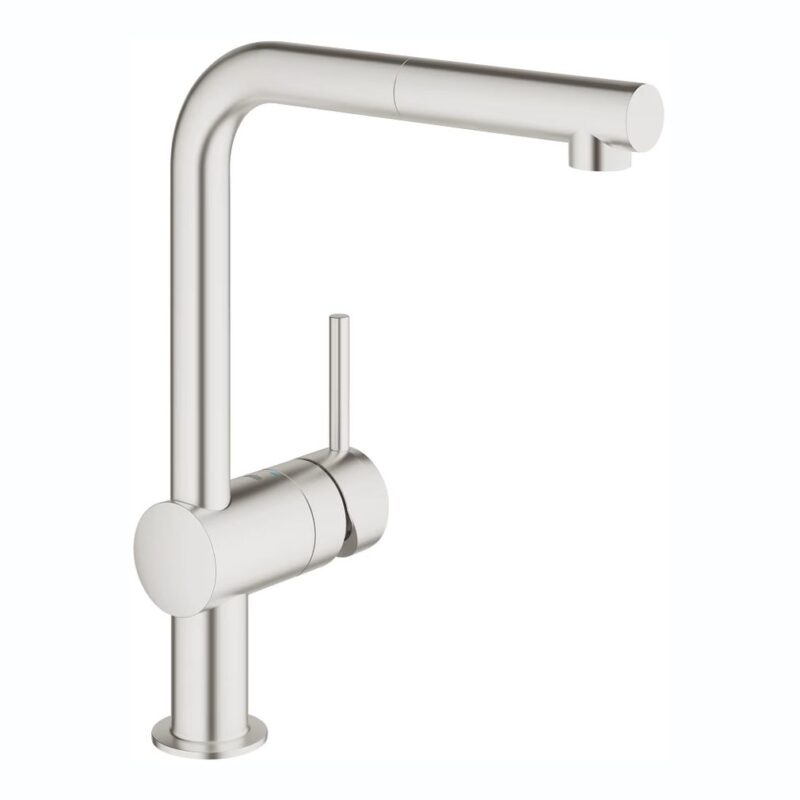 Grohe Minta Sink Mixer with Pull Out Spout 32168 SuperSteel Grohe Minta Sink Mixer with Pull Out Spout 32168 SuperSteel