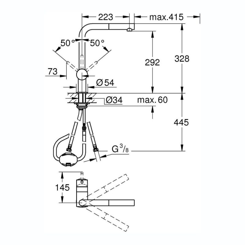 Grohe Minta Sink Mixer with Pull Out Spout 32168 SuperSteel