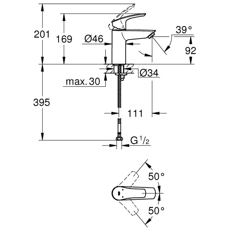 Grohe Eurosmart S-Size Low Pressure Basin Mixer Tap 32467