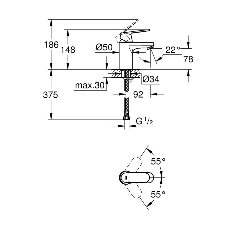 Grohe Eurosmart Cosmopolitan Mono Basin Mixer Tap 32824