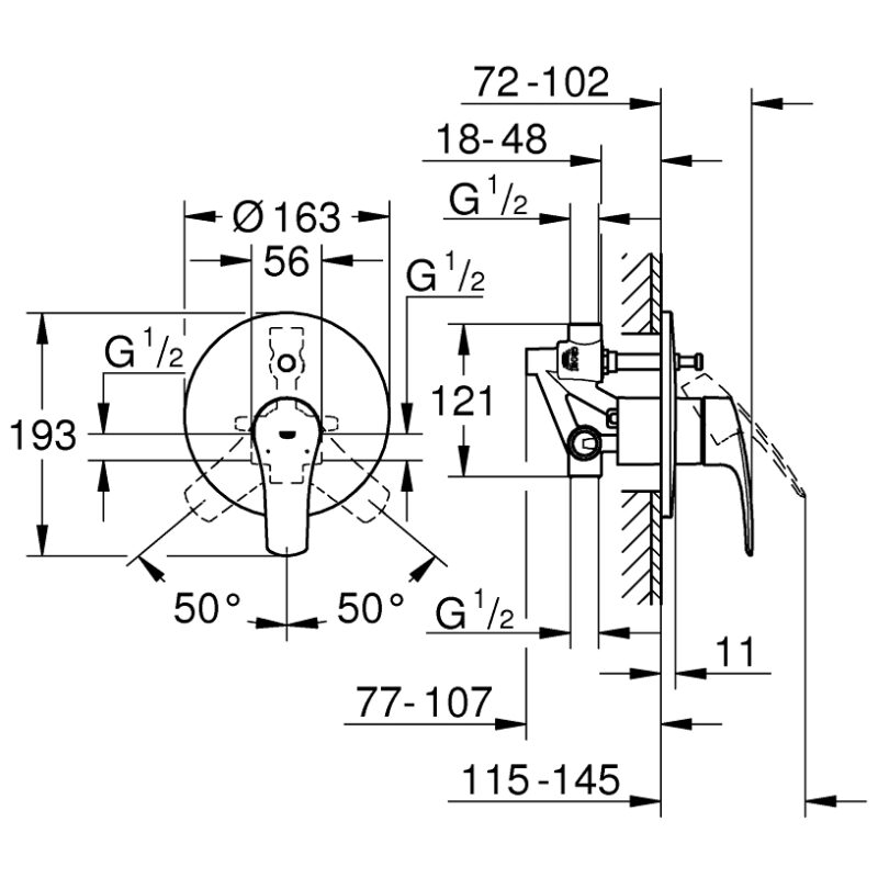 Grohe Eurosmart Concealed Manual Shower Valve with Diverter 33305