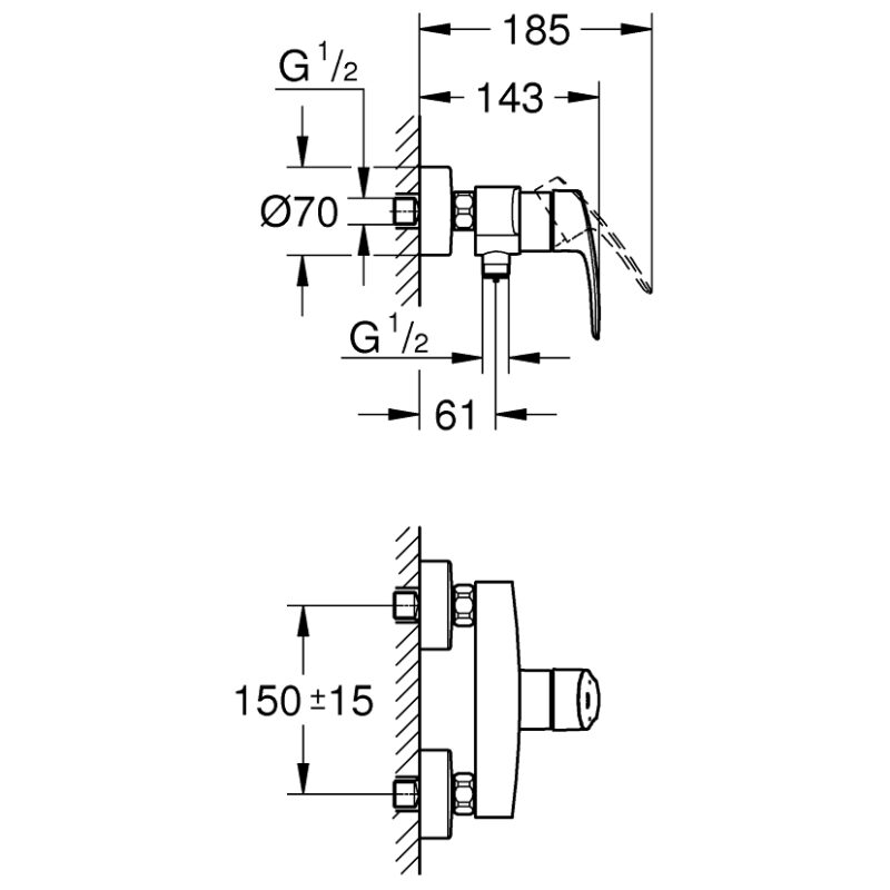 Grohe Eurosmart Exposed Single-Lever Shower Mixer 33555