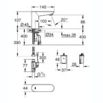 Grohe Euroeco Cosmopolitan E Infra-Red Basin Tap Battery 36271