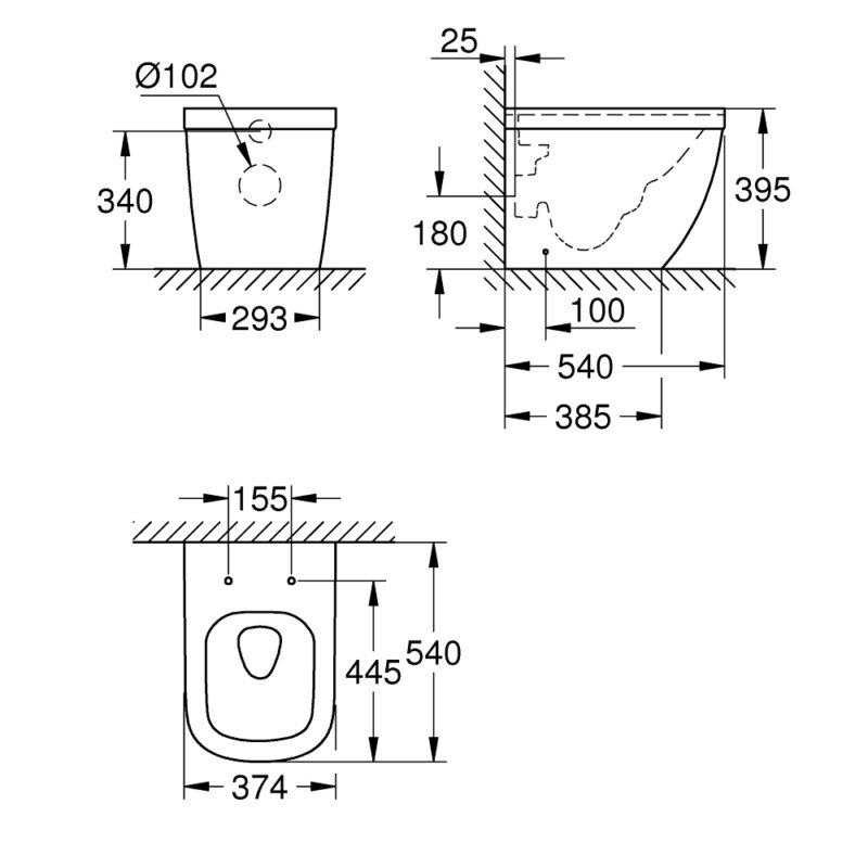 Grohe Euro Ceramic Rimless Back to Wall WC 39339