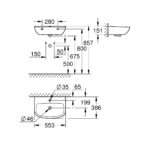 Grohe Bau Ceramic Wall Hung 55cm 1 Tap Hole Washbasin