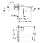 Grohe Lineare 2-Hole Basin Mixer M-Size 19409 Brushed Hard Graphite