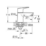 Grohe Bauedge Single Pillar Tap XS-Size 20421