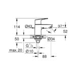Grohe Bauloop Pillar Tap 1/2" XS-Size 20422 Chrome