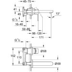 Grohe Bauedge 2-Hole Wall Basin Mixer 20474 Chrome