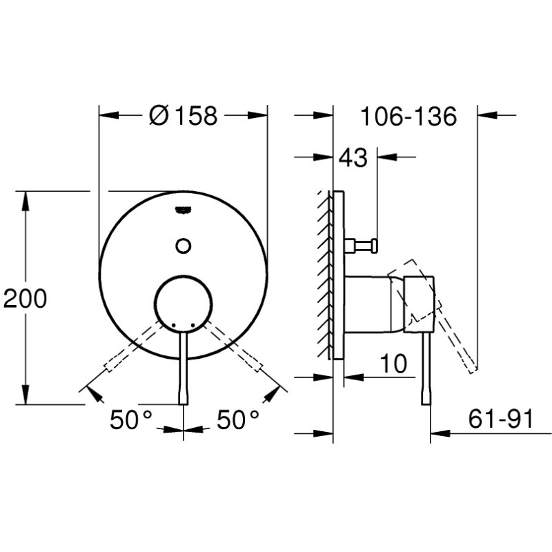 Grohe Essence Shower Mixer Trim with 2-Way Diverter 24167