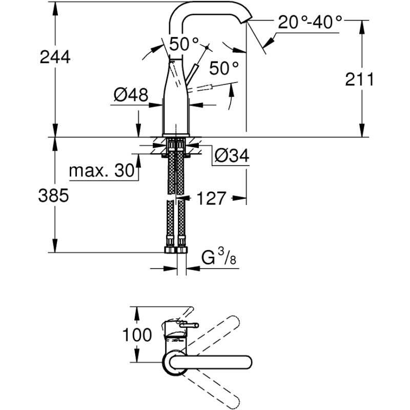 Grohe Essence Single-Lever Basin Mixer Tap L-Size 24177