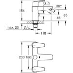 Grohe Bauedge Two-Handled Bath/Shower Mixer Tap 25217 Chrome