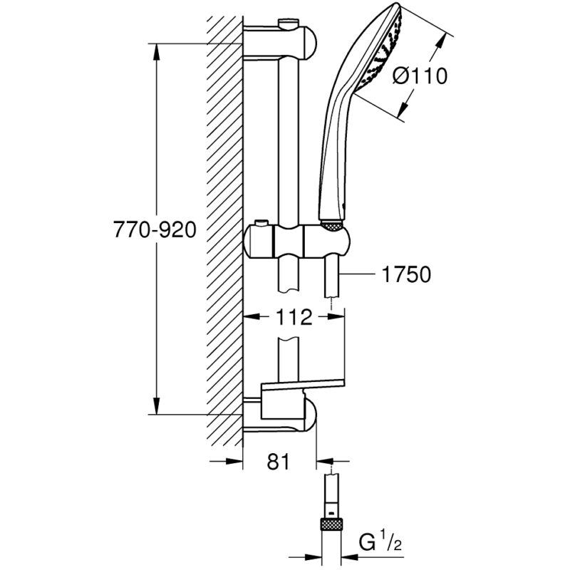 Grohe Euphoria 110 Mono Shower Rail Set 1 Spray 27267 Chrome