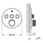 Grohe Grohtherm Smartcontrol 3 Way Thermostat Trim 29121 Brushed Graphite