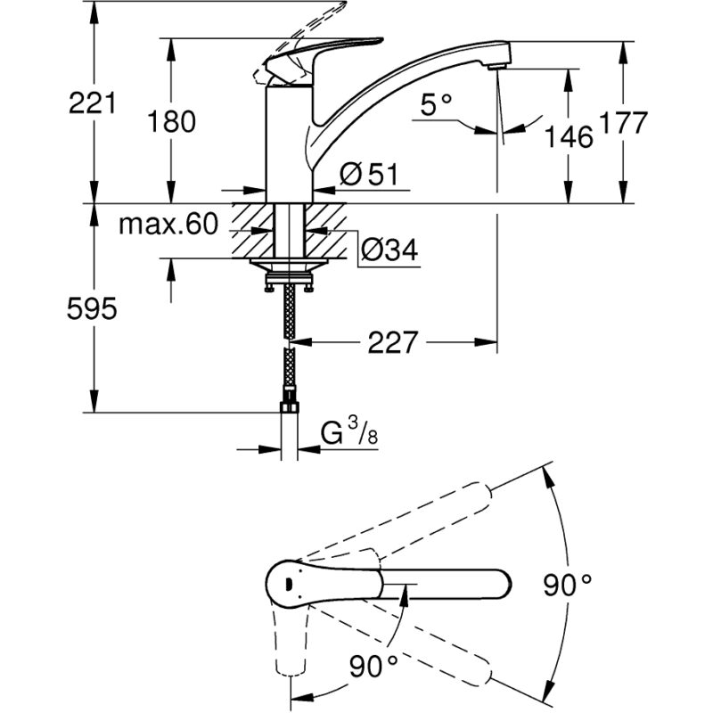 Grohe Eurosmart Low Spout Single-Lever Sink Mixer 30260
