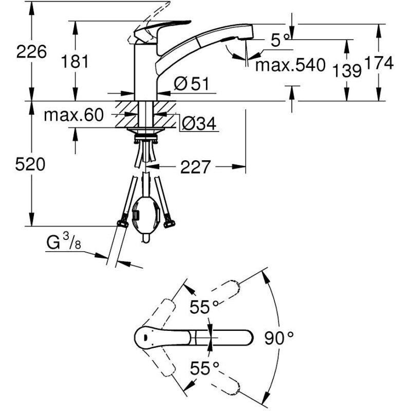 Grohe Eurosmart Kitchen Sink Mixer with Pull Out 30305 Supersteel