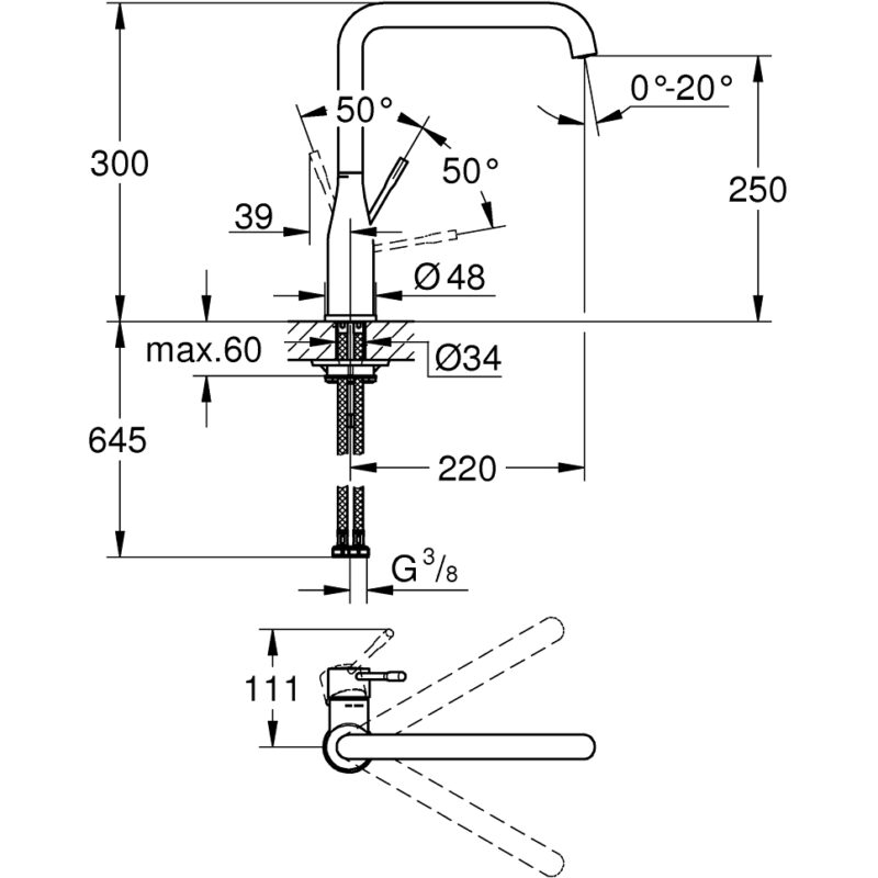 Grohe Essence Sink Mixer Tap with Pull Out Spray 30505 Supersteel