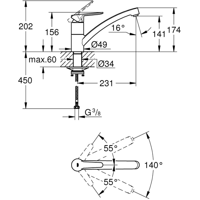 Grohe Baueco Low Spout Sink Mixer Tap 31680