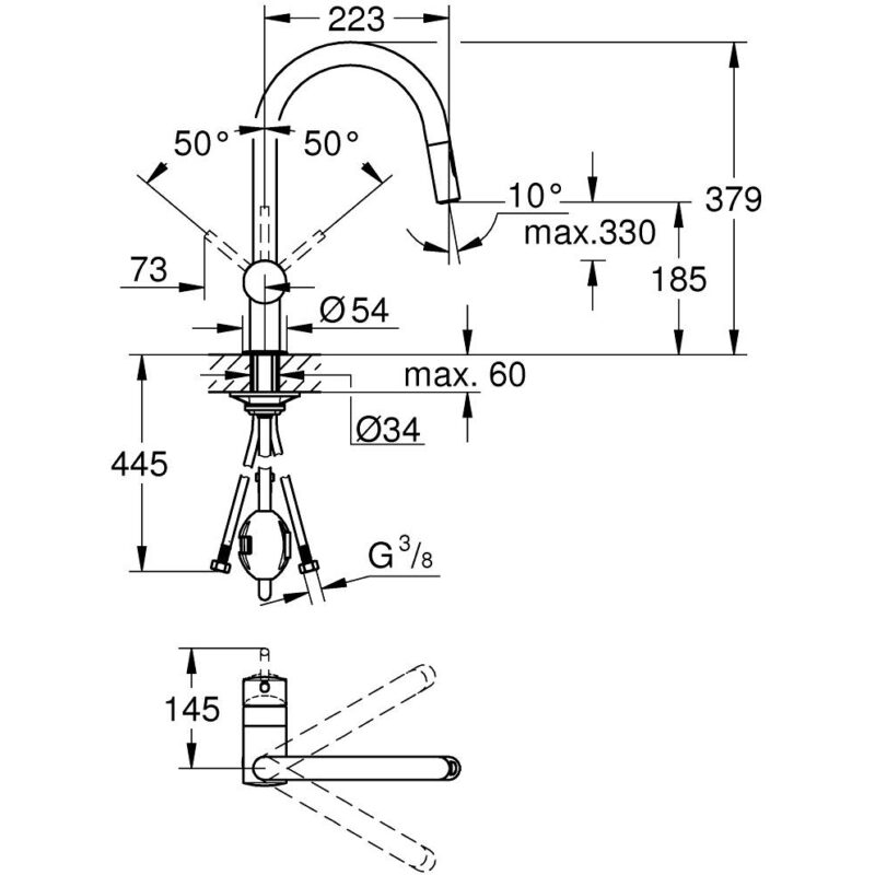 Grohe Minta Single-Lever Sink Mixer with Pull Out 32321 Brushed Sunrise