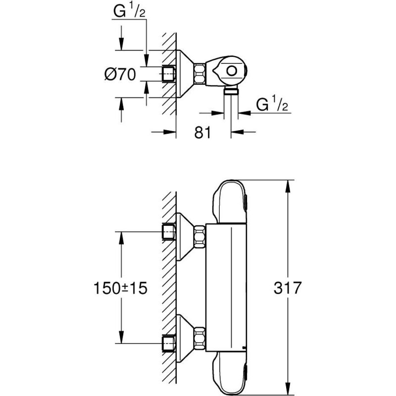 Grohe Grohtherm 1000 Thermostatic Shower Mixer 34814