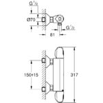 Grohe Grohtherm 1000 Thermostatic Bar Shower Mixer 34818