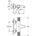 Grohe Grohtherm 1000 Performance Thermostatic Bath/Shower Mixer 34830