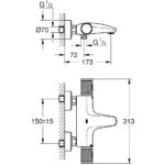 Grohe Grohtherm 1000 Performance Thermostatic Bath/Shower Mixer 34833