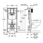 Grohe Rapid SL Element for WC 1.13m Installation Height 38539