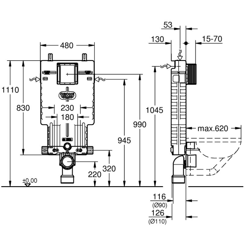 Grohe Uniset Element for WC with EPS Housing 38643