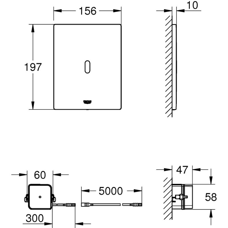 Grohe Tectron Bau E Electronic Flush Plate (Mains) 39881 Chrome